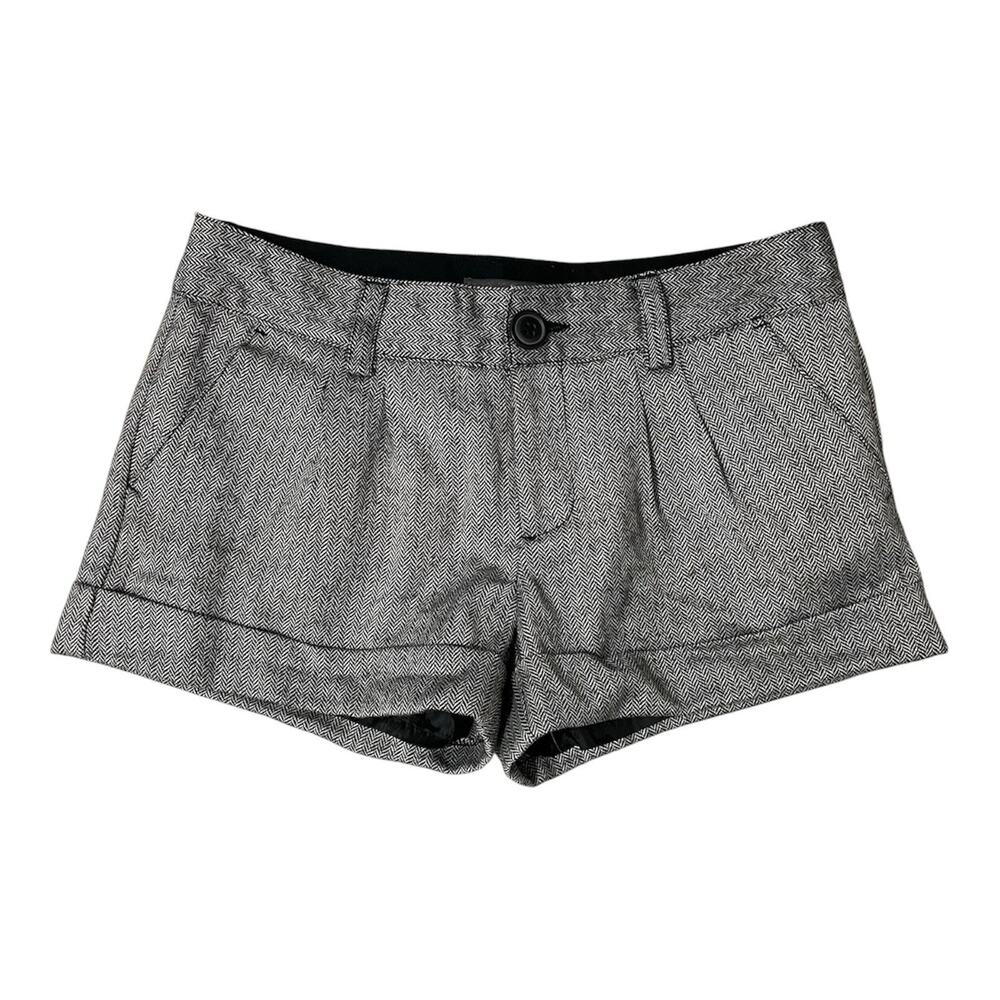 Vintage Old Navy Low Waist Lined Shorts Size 8 Women Herringbone Wool Blend Y2K